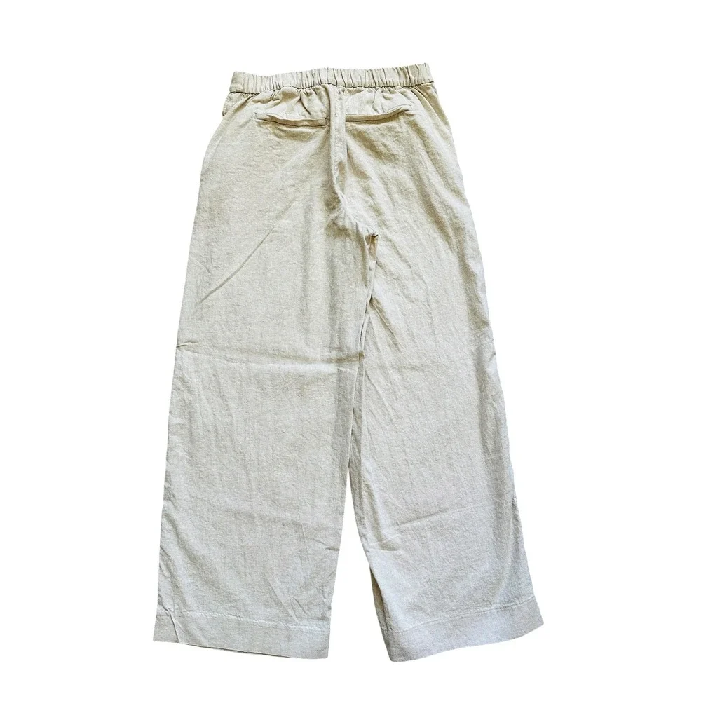 Banana Republic Hayden Wide Leg Linen Blend Pants Flax Beige Neutral Size M